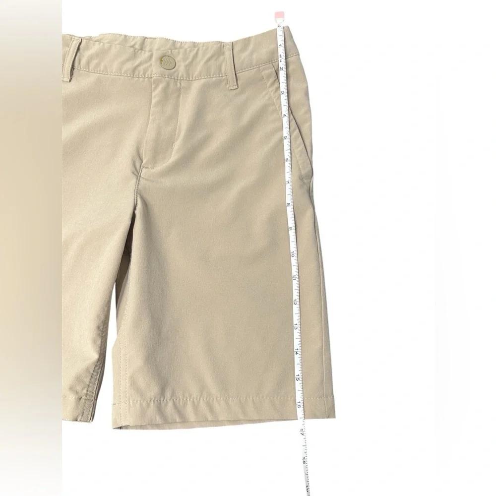 Boys’ Khaki Golf Shorts – Adjustable Waist, Pull Tabs Preppy